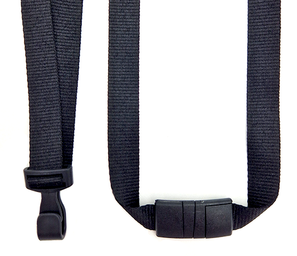 Svart (Black) - Plast karabin og buet sikkerhetssplit - 15mm