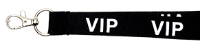 Flat 20mm. Svart med teksten VIP