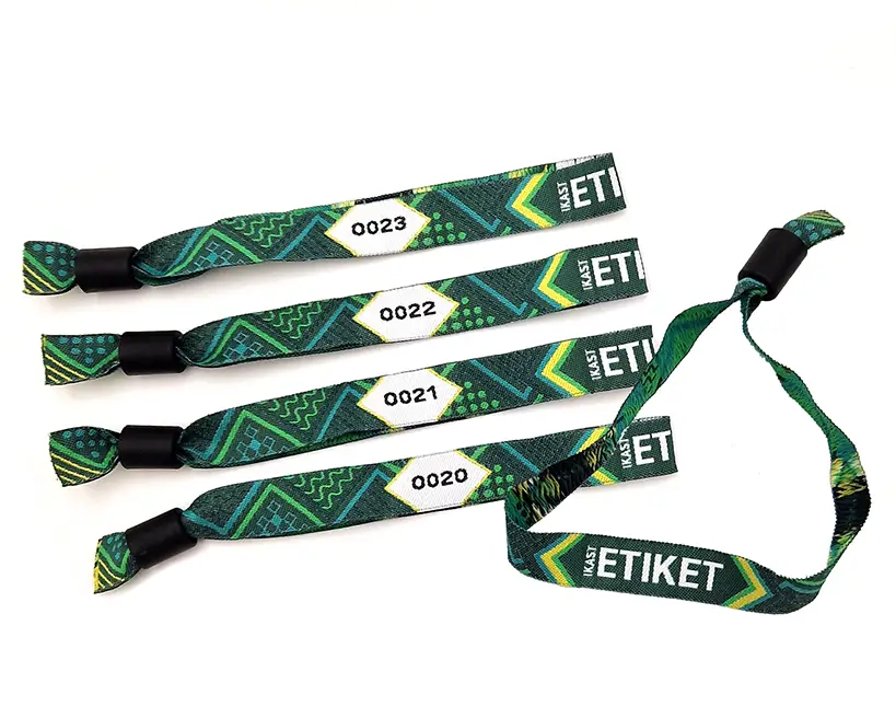 Vevde festivalarmbånd i resirkulert materiale