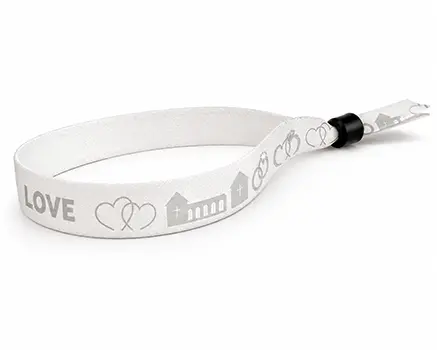 Hvite festivalarmbånd til bryllup